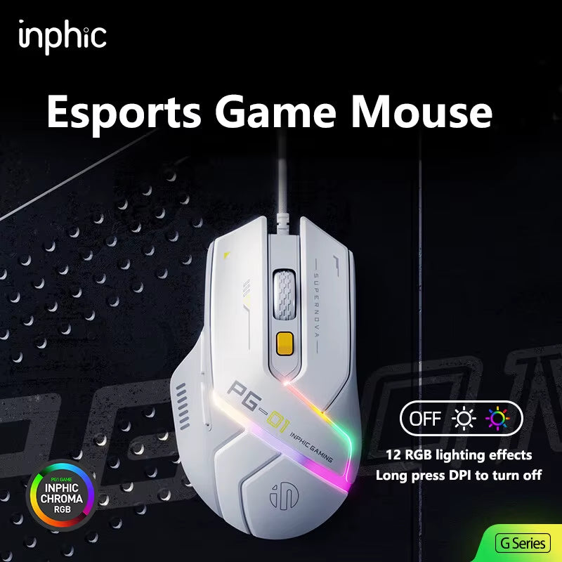 PG1 Wired Gaming Mouse RGB Lighting Effect Ergonomic Mouse