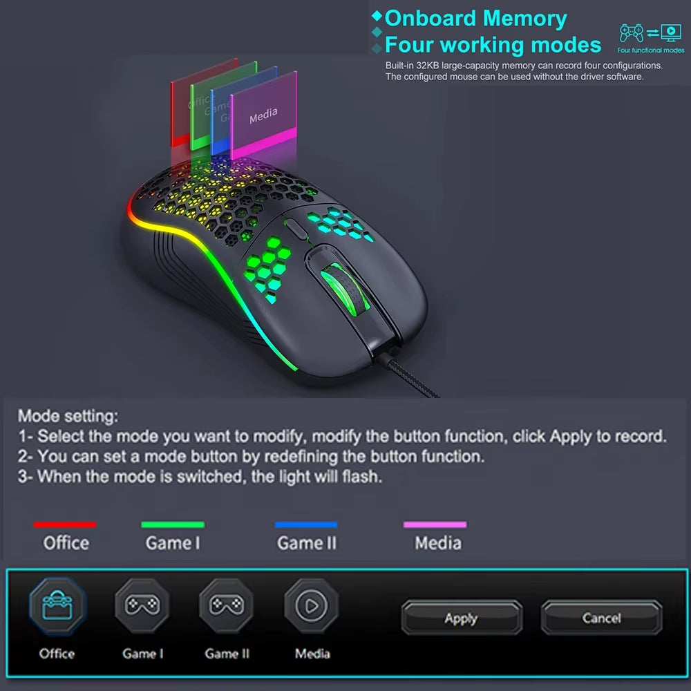 USB Wired Gaming Mouse Mechanical Mouse USB Illuminated Mouse 7200DPI Gaming Mouse