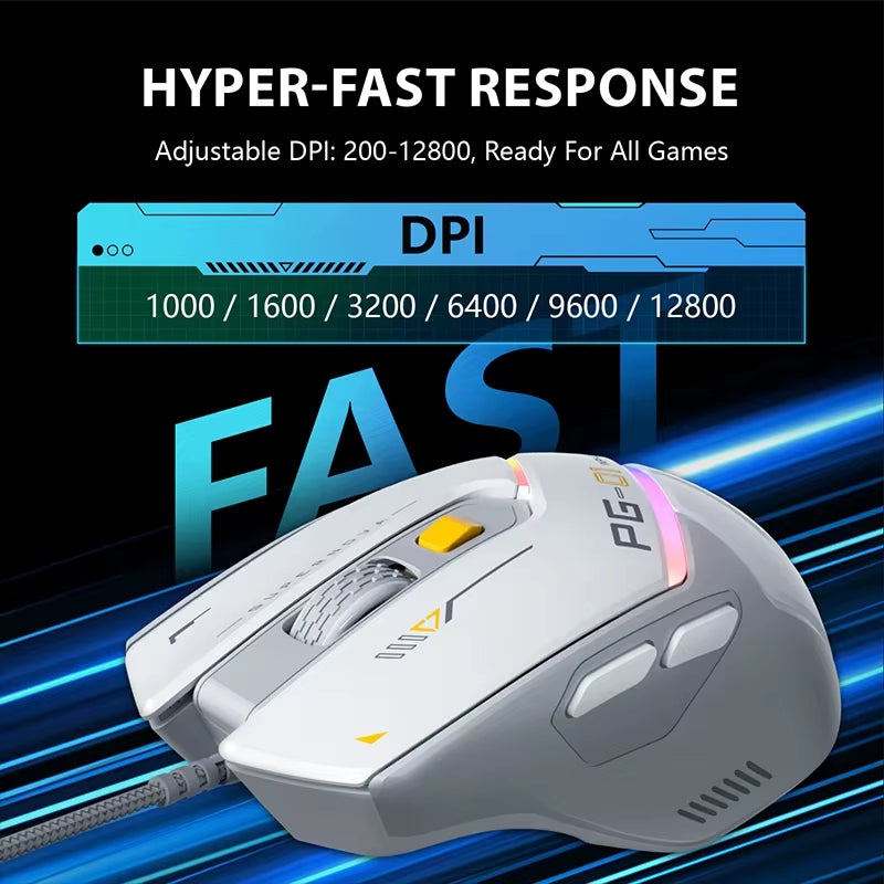PG1 Wired Gaming Mouse RGB Lighting Effect Ergonomic Mouse